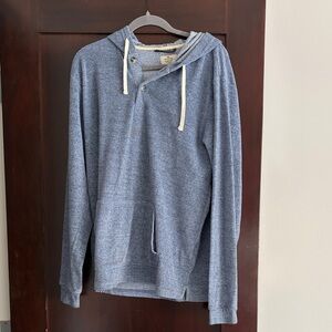 Marine Layer Heathered Blue Hooded Pullover with Contrast Drawstrings